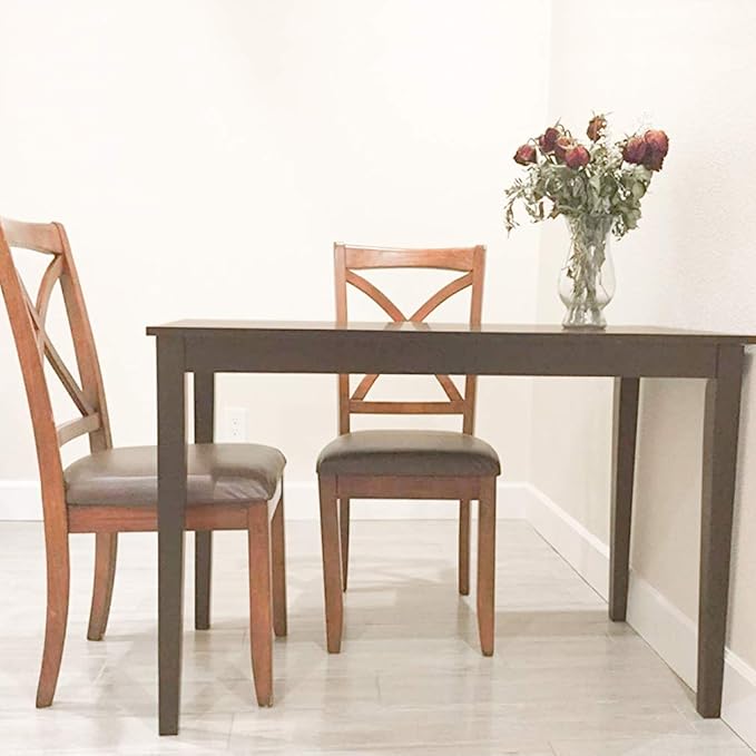 Dining Table for 4 People Kitchen Table with Wood Legs Dinner Table for Apartment Living Room Dining Room Office Kitchen Home Furniture Rectangular Modern, Brown-NeatNest
