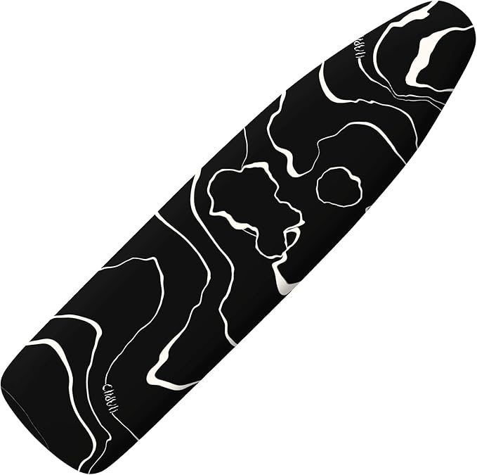 Extra Thick Ironing Board Cover and Pad, 15x54 Ironing Board Cover, Resist Scorching and Staining,Elastic Edges,Modern Art Geometric Black