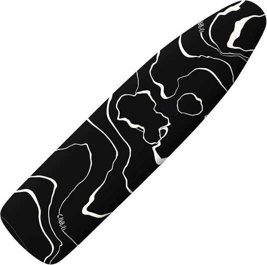Extra Thick Ironing Board Cover and Pad, 15x54 Ironing Board Cover, Resist Scorching and Staining,Elastic Edges,Modern Art Geometric Black