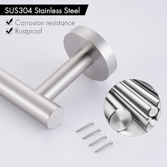 KES 19.2 Inch Bathroom Towel Bar, Towel Holder for Wall, Bathroom Towel Racks SUS304 Stainless Steel Brushed Finish, Total Length 21.6 Inch, A2000S55B-2