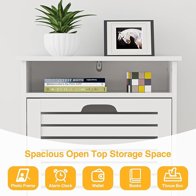 Shoe Storage Cabinet with 2 Flip Drawers & Top Cubby, Shoe Cabinet for Entryway Slim, Free Standing Shoe Rack Cabinet, Narrow Shoe Organizer for Entryway, Hallway, White-NeatNest