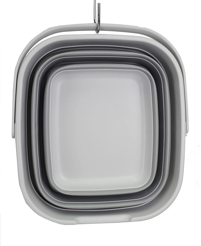 SAMMART 10L (2.6 Gallon) Collapsible Rectangular Handy Bucket (Grey, 1)-NeatNest