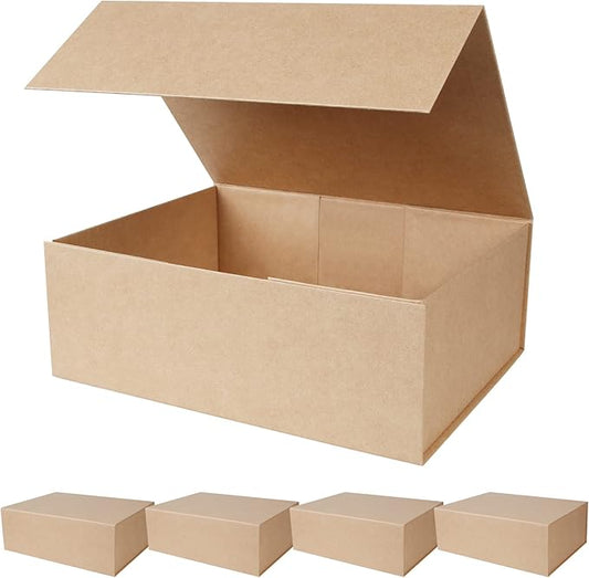 Aimyoo Brown Magnetic Gift Boxes with Lids 13.8x9x4.3 in, Large Bridesmaid Groomsman Proposal Box, Rectangle Collapsible Box for Present Graduation Birthday Storage 5 Pack-NeatNest