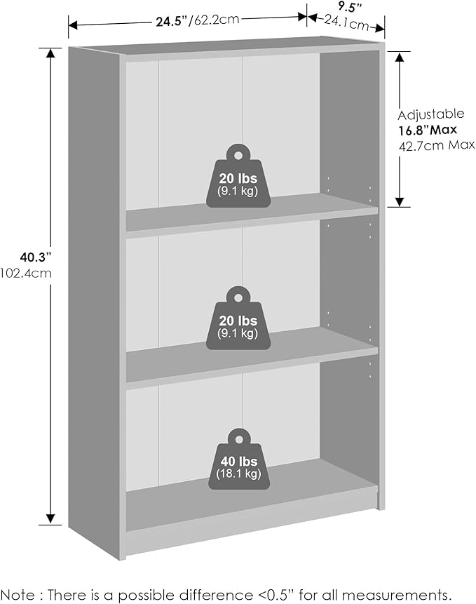 Furinno Reed 3-Tier Multipurpose Adjustable Shelf Clothing & Closet Storage Organization, White-NeatNest