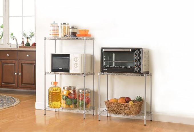 5 Tier Adjustable Storage Shelf Metal Storage Rack Wire Shelving Unit Storage Shelves for Pantry Closet Kitchen Laundry Bathroom (Silver13-5-Tier)