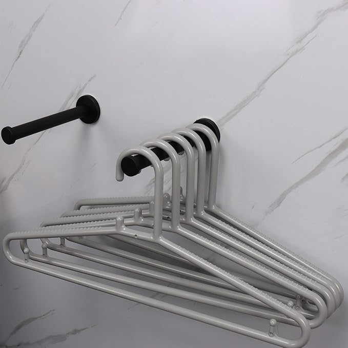 Bath Towel Hooks, 6 Pack Round Coat Hooks, Sturdy Wall Mounted Robe Hook, SUS 304 Stainless Steel Heavy Duty Clothes Hanger, Wall Towel Hooks for Bathroom Bedroom Kitchen (6 in, Black)