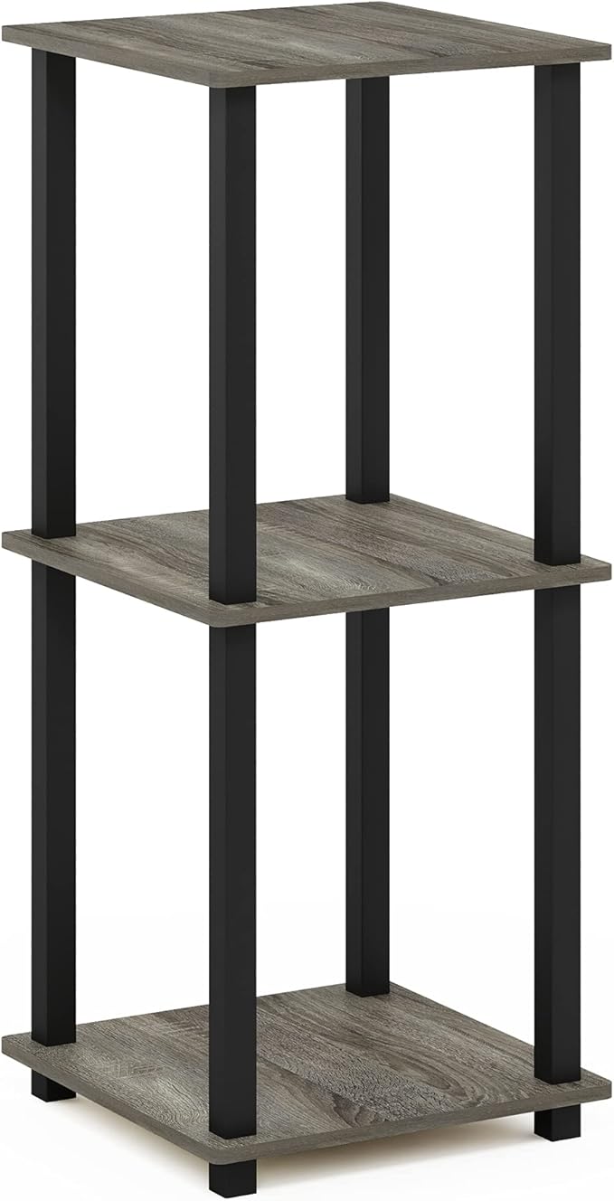 Furinno Simplistic Set of 2 End Table, French Oak Grey/Black-NeatNest