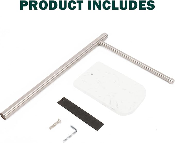 Hand Towel Holder, L-Shape Hand Towel Stand with Marble Base, Stainless Steel Swivel Hand Towel Rack Bar Standing for Bathroom Kitchen Countertop, 1 Arm (Brushed Nickel)