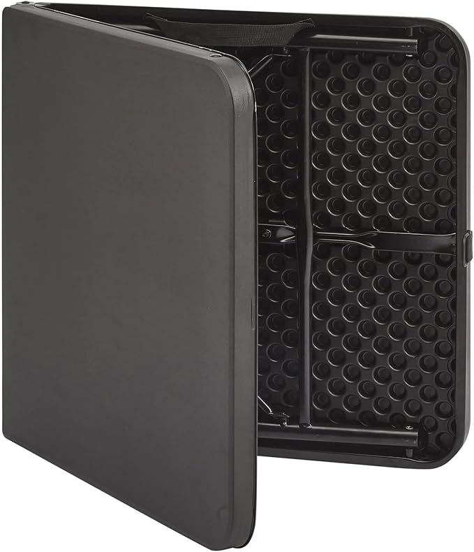 40 L x 20 W Plastic Adjustable Height Fold-in-Half Folding Table, Rich Black Onecolor-NeatNest