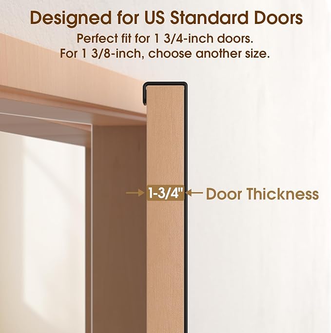 Long Over The Door Hooks with 15.75-inch Arms for Easier Access by Women, Heavy Duty Door Hanger for Winter Coat, L16U, Fits Standard 1 3/8'' Doors, Towel Racks Organization, Black