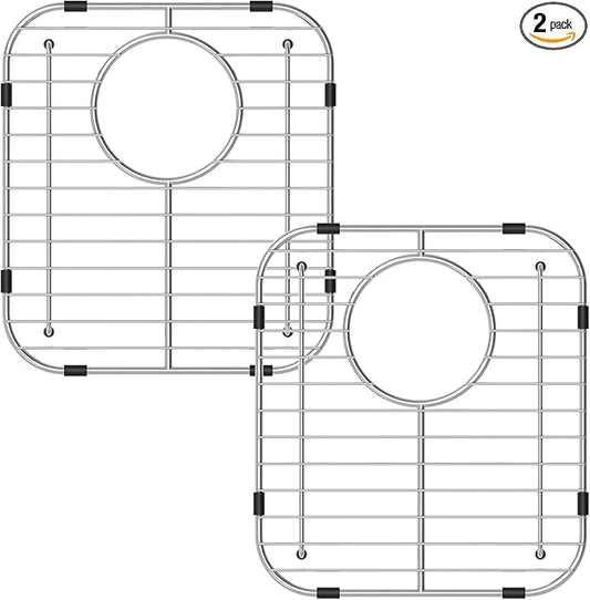Bottom of Sink Protector Rack, Stainless Steel 13.2"x11.6" Sink Grid Dish Drying Rack Grate with Rear Drain Hole 2 Packs-NeatNest
