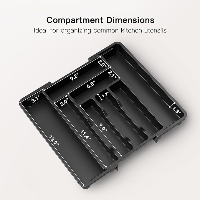 AMADA HOMEFURNISHING Expandable Silverware Drawer Organizer, Adjustable Utensil Tray For Kitchen Storage, BPA-Free Cutlery Holder for Spoons, Forks and Knives, Easy to Clean and Wash-NeatNest