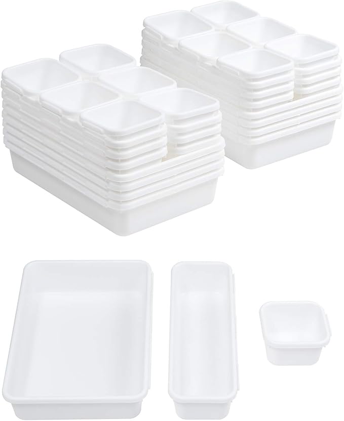 BYCY 32 PCS Drawer Organizers Office Interlocking Drawer Organizers Tray Dividers Storage Bins(32 Pack)-NeatNest