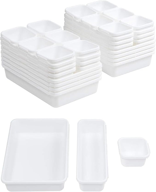 BYCY 32 PCS Drawer Organizers Office Interlocking Drawer Organizers Tray Dividers Storage Bins(32 Pack)-NeatNest