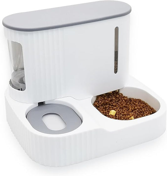 Kathson Automatic 2 in 1 Cat Feeder and Water Dispenser, Gravity Feed Pet Feeder for Indoor & Outdoor Cats (Grey)-NeatNest