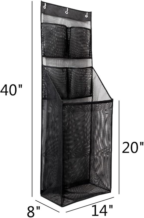 ALYER Multifunctional Over The Door Laundry Basket,Behind The Door Storage Organizer for Laundry,RV,Dorm,Bathroom,Bedroom,Pantry, Nursery,Kitchen,Black