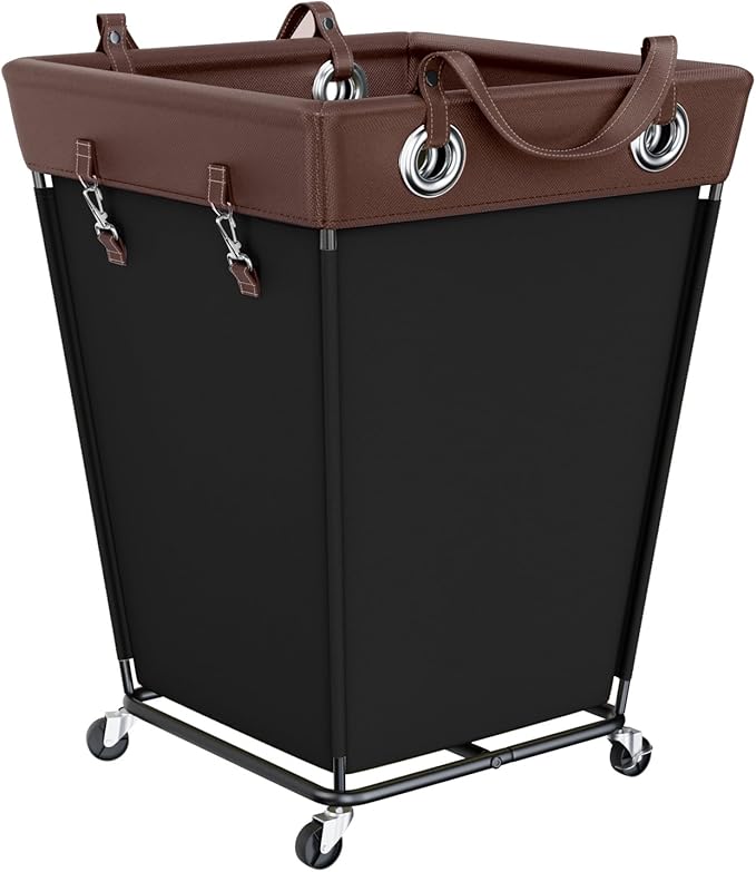 Laundry Hamper with Wheels 210L Large Capacity Hamper Rolling Laundry Basket Extra Large Laundry Cart for Easy Transport Storage Basket Ideal for Dorm Laundry Room Bathroom Black
