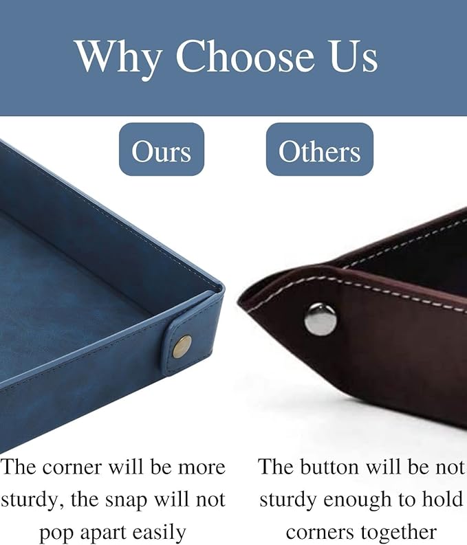 CASIRENA Father's Day Gifts Faux Leather Valet Tray Organizer for Men - Catch-All Tray for Entryway Table Key, Wallet, Watch, Coin Change, Phone, Dresser EDC Dump Jewelry, Bedside Nightstand Desk-top-NeatNest