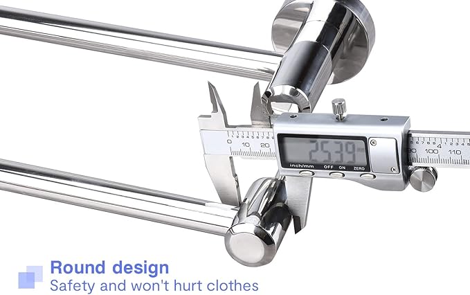 TocTen Double Bath Towel Bar - Thicken SUS304 Stainless Steel Towel Rack for Bathroom, Bathroom Accessories Double Towel Rod Heavy Duty Wall Mounted Towel Holder (Chrome, 24)