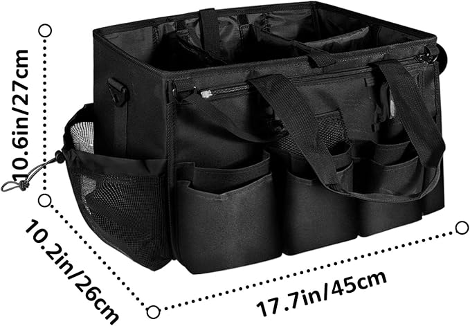 Boczif Cleaning Caddy Bag Wearable, Cleaning Caddy Supplies Organizer with Handle, Shoulder Straps & Detachable Divide, Cleaning Tool Organizers Tote Bag for Cleaners & Housekeepers（Black）-NeatNest