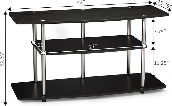 Convenience Concepts Designs2Go No Tools 46 inch 3 Tier Wide TV Stand, Black-NeatNest