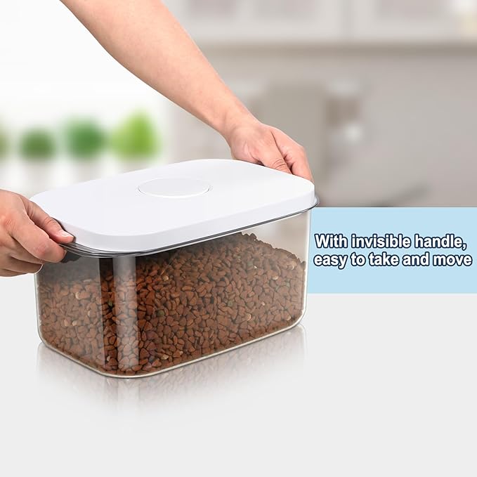 6 lbs Airtight Dog Cat Food Storage Container and Dog Treat Containers BPA-Free, PET Clear Stackable Pet Storage Bin, 1-Cup Scoop, 1-Sponge cleaning brush, Pop Top, With handle, Easy Mobility-Medium-NeatNest