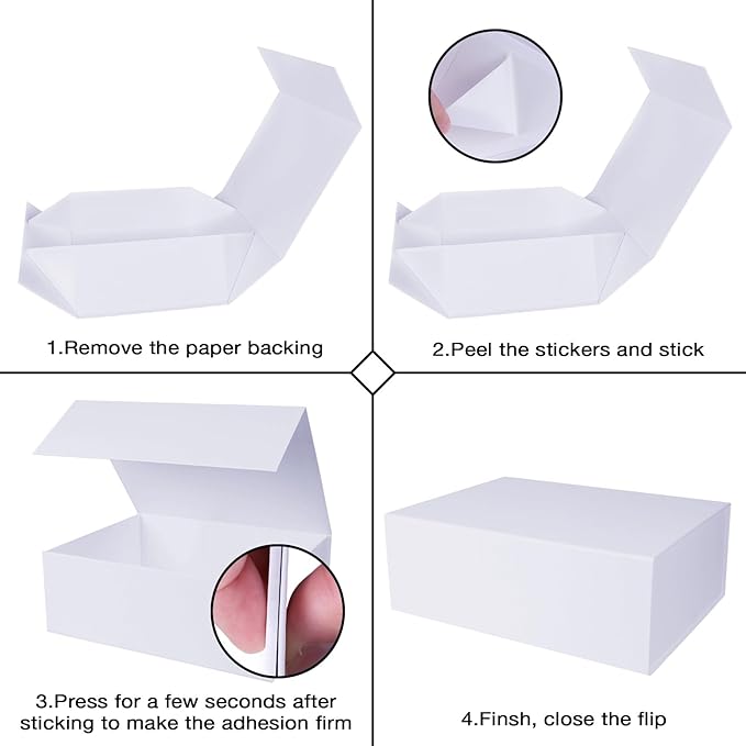 Aimyoo 5 Pack White Magnetic Gift Boxes with Lids 13.8x9x4.3 in, Large Bridesmaid Groomsman Proposal Box, Rectangle Collapsible Box for Present Graduation Birthday Wedding Storage,1 Count (Pack of 5)-NeatNest