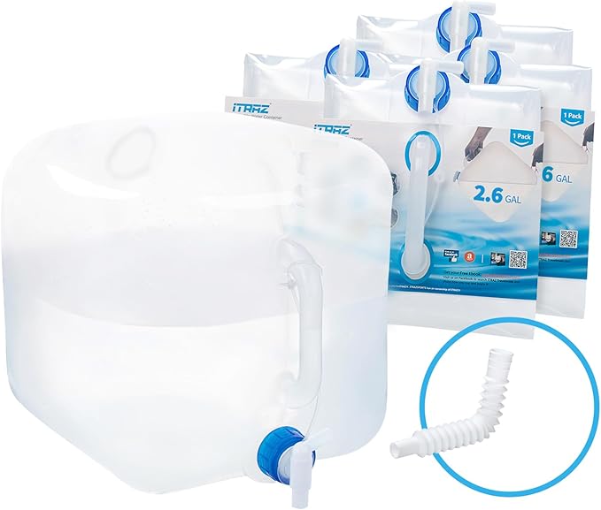 Collapsible Water Container Jug, 4×2.6 Gallon No BPA Water Storage Carrier with Spigot, for Camping Hiking Backpack RV Outdoors and Emergency, Foldable Portable Survival Kits for Hurricanes-NeatNest