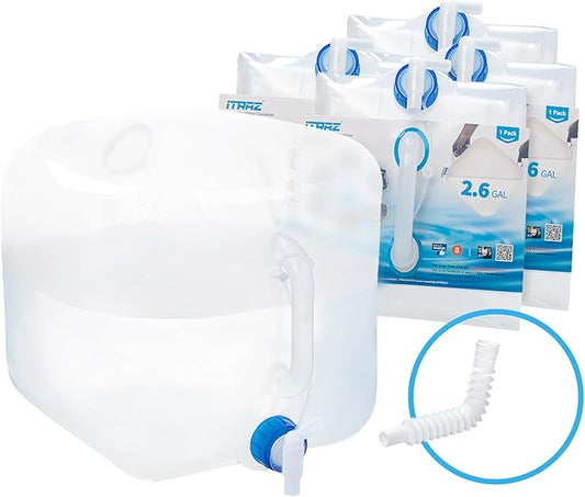 Collapsible Water Container Jug, 4×2.6 Gallon No BPA Water Storage Carrier with Spigot, for Camping Hiking Backpack RV Outdoors and Emergency, Foldable Portable Survival Kits for Hurricanes-NeatNest