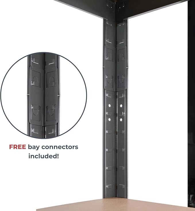59 x 30 x 12 inches, Black 5 Tier (200LB Per Shelf), 2000LB Capacity Garage Shed Storage Shelving Units, 5 Year Warranty