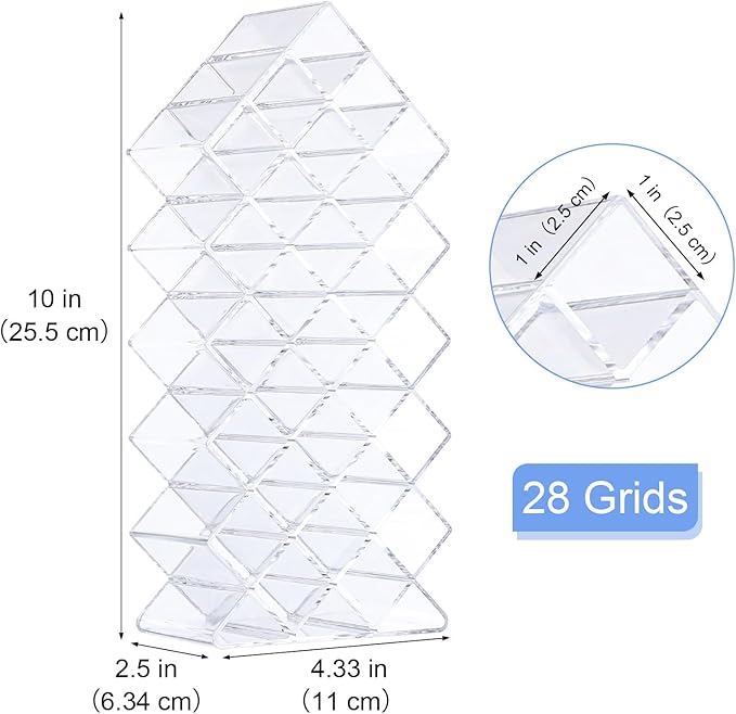 3 Pack Clear Lipstick Organier, Acrylic Lipstick Holder 28 Slots, Lip Gloss Organier, Stackable Fish Shape Lipstick Tower, Lipstick Display Case for Lipstick-NeatNest
