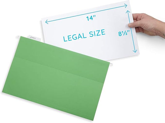 Blue Summit Legal Size Hanging File Folders, 25 Reinforced Hanging Files in Assorted Colors, Designed for Home and Office Color Coded File Organization, 25 per Box-NeatNest