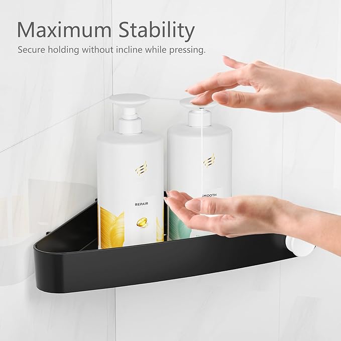 Sotfamily Shower Caddy Corner, 4 Pack Adhesive Corner Shower Shelves for Bathroom Organizers and Storage, Rust Free Plastic Rack for Bathroom Accessories & Decor, Black