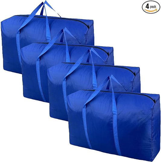 100L Extra Large Storage Bags, Big Moving Bags with Strong Zippers & Carrying Handles, Packing Bags for Moving, Storage, Travel and Camping, Storage Totes For Space Saving (Blue, 4 Pack)-NeatNest