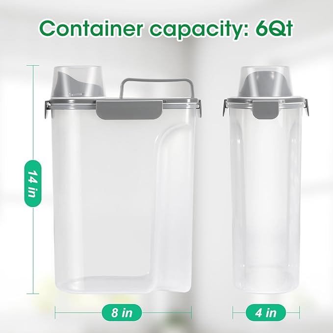 TBMax Rice Container 10 Lbs, Cereal Container Oatmeal Storage, Airtight Food Dispenser with Easy-pouring Spout & Handy Cup for Flour Grain Beans, Pet Dog Cat Bird Food Storage Container