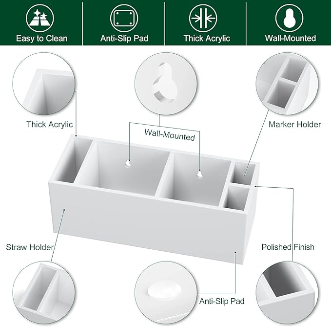 Double Cup Holder with Marker Slot, Party Cup Dispenser Acrylic Cup Organizer Mark Your Cup and Drink Up Caddy Modern Bar Counter Decor, White-NeatNest