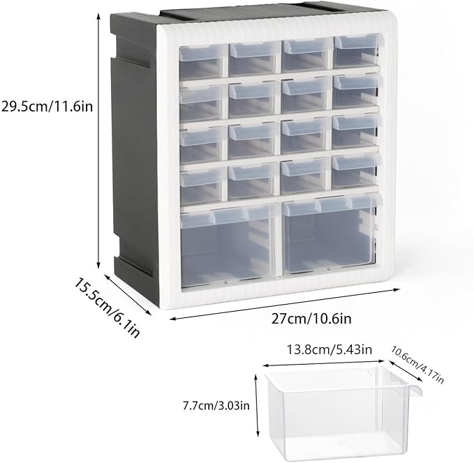 Gonice Craft Cabinet Storage, Hardware Storage Organizer, 18 Drawer Plastic Screw Storage Organizer, Tool Storage Box for Screws, Nuts and Small Parts