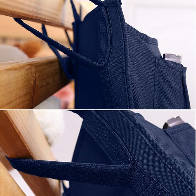 Bunk Bed Organizer, Bedside Storage Caddy, Hanging Pocket for Camp, Dorm Room, Hospital Bed Rail and More (Navy Blue)-NeatNest