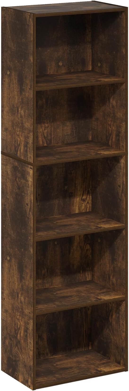 Furinno Luder 5-Tier Open Shelf Bookcase, Bookshelf, Amber Pine-NeatNest