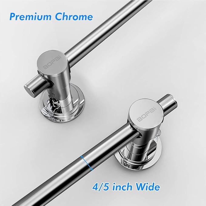 BOPai 24 inch Vacuum Suction Cup Towel Bar, Removeable Shower Mat Rod Shower Door Adhesive Towel Bar Suction Towel Rack, Premium Chrome-NeatNest