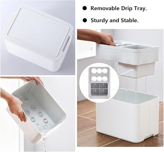 GeLive 10 Hole Umbrella Rack Stand Holder with Drip Tray Space Saver Organizer Fits Entryway Corner Home Office Decor, Hold 10 Umbrellas (White)