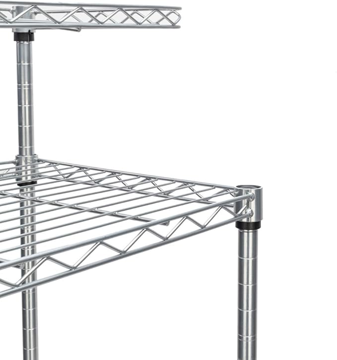 4 Tier Adjustable Storage Shelf Metal Storage Rack Wire Shelving Unit Storage Shelves for Pantry Closet Kitchen Laundry Bathroom (Silver17-4-Tier)
