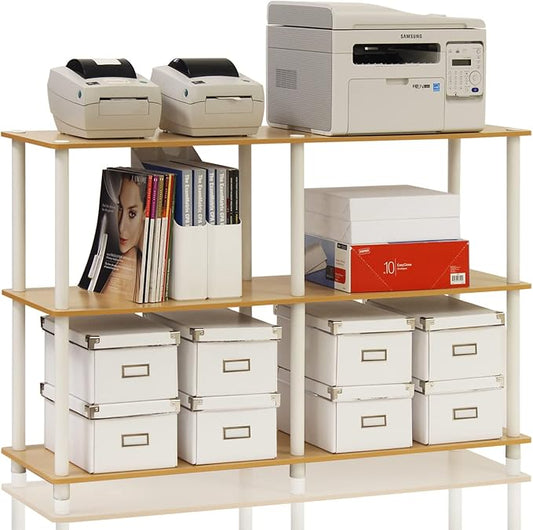 Furinno 99130BE/WH 3-Tier Double Size Storage Display Rack, Beech/White