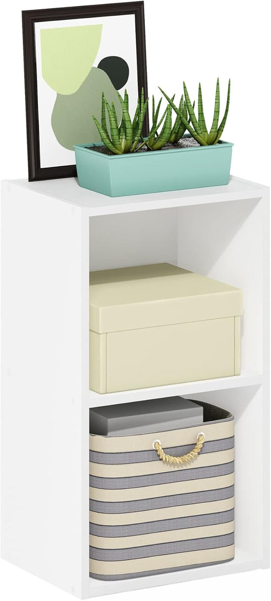 Furinno Luder Bookcase / Book / Storage, 2-Tier Cube, White-NeatNest