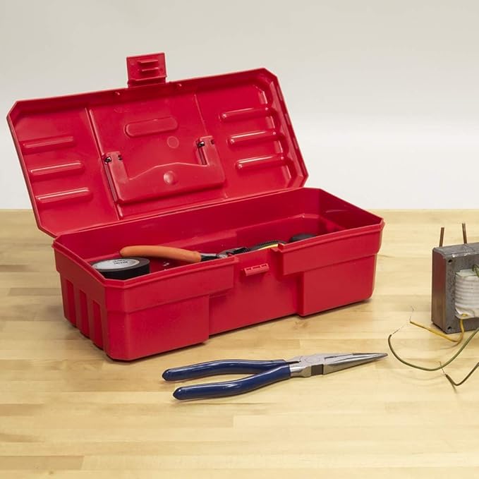 Akro-Mils 12-Inch ProBox Plastic Toolbox for Tools, Hobby or Craft Storage Toolbox, Model 09912, (12-Inch x 5-1/2-Inch x 4-Inch), Red-NeatNest
