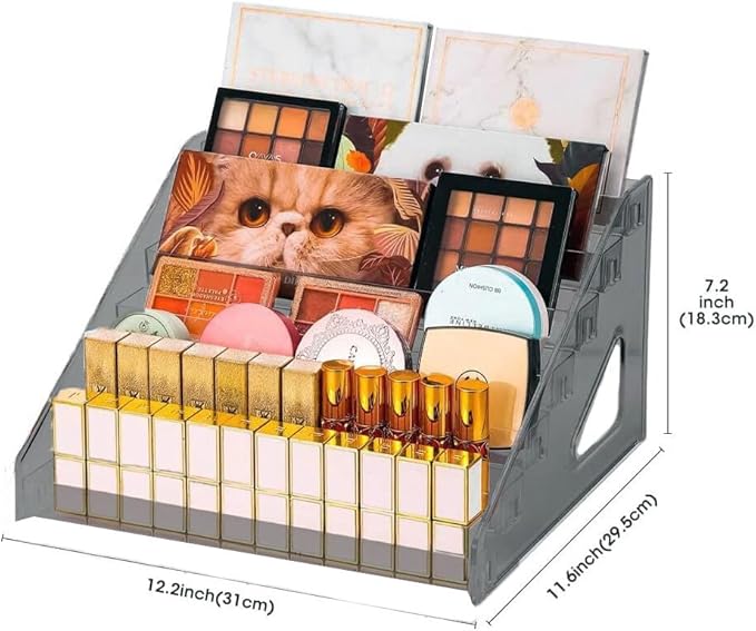 Nail Polish Organizer 84 Bottles of 7 Layers Sunglass Organizer Acrylic Display Rack Eyeglasses Storage Essential Oils Holder Makeup Organizer No Tool Needed Assembly, Grey-NeatNest