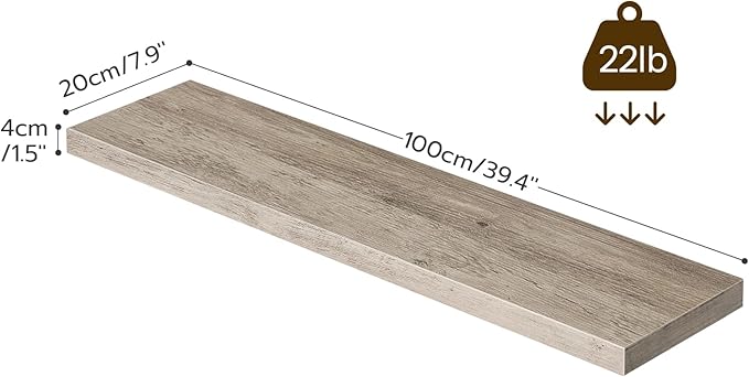 HOOBRO Floating Shelves for Wall, Wall Mounted Shelf Set of 2, 39.4" Hanging Shelf with Invisible Brackets, for Wall in Bathroom, Bedroom, Toilet, Kitchen, Livingroom, Office, Greige BG100BJP201-NeatNest