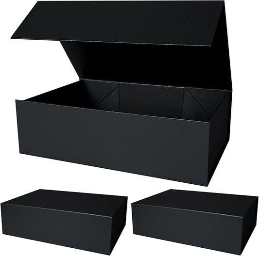 Aimyoo Galaxy Black Collapsible Gift Box with Magnetic Closure Lids 13.8x9x4.3 in, Bridesmaid Groomsmen Proposal Box, Large Rectangle Box for Present Graduation Storage 3 Pack-NeatNest
