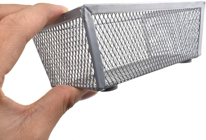 HAHIYO Stackable Mesh Tray Cup 6 x 3 x 2 inches Sturdy Container for Desk Drawer Organizer Collection for Home Office School kitchen Soft Foam Feet No Sharp Edges 2 Pack Silver-NeatNest