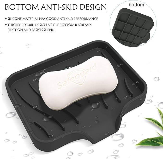 3 Pack Soap Dish Kitchen Soap Tray, Non-Slip Self Draining Soap Holder (Keep The Bar Soap Dry),Bar Soap Holder Soap Tray for Kitchen Bathroom-NeatNest